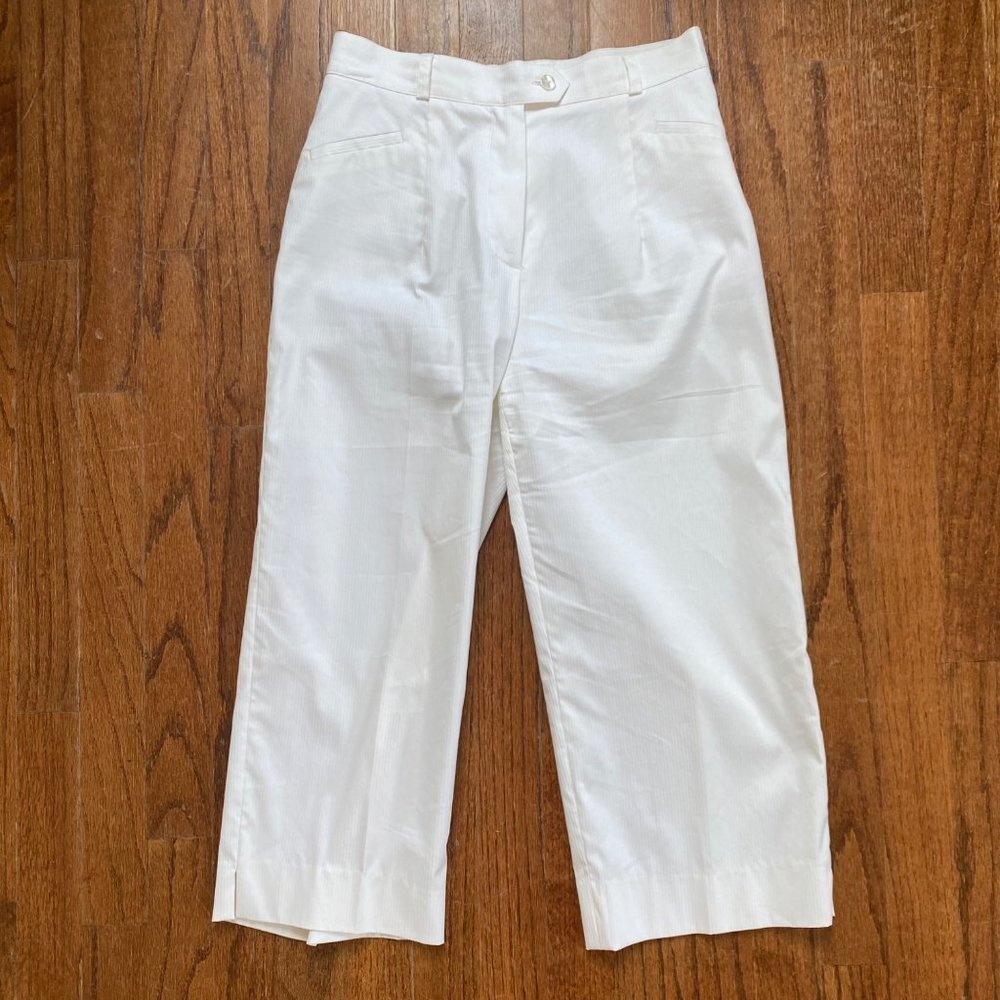 Vintage Le Painty Capri Womens Size 38 White Paris France Designer Cropped Pants